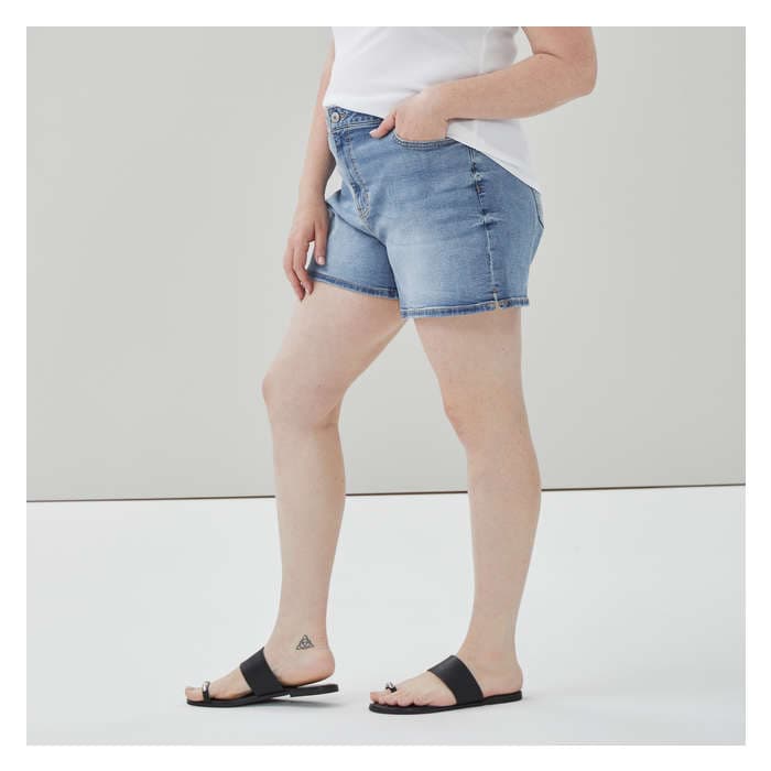 Women+ Medium Wash High Rise Denim Short